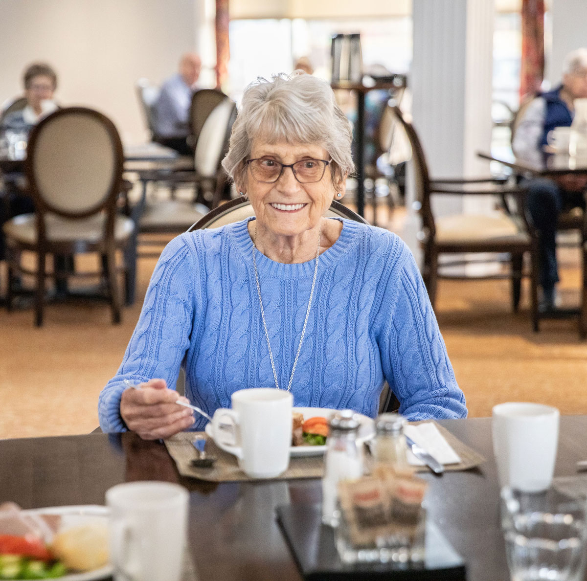 resident enjoying meal