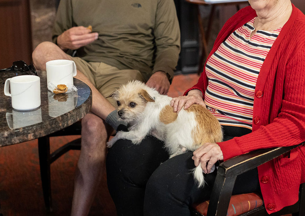 resident with dog